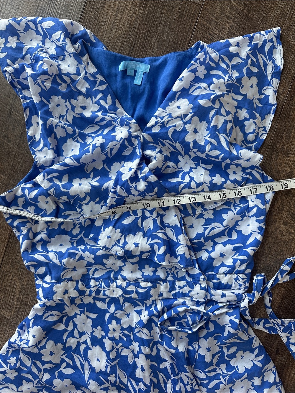 Draper James Blue and White Floral Wrap Dress - Picture 15 of 16